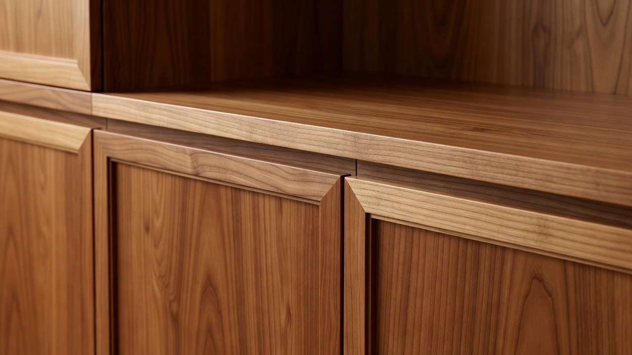 Beautiful wooden texture cabinetry close-up background image representing premium architectural millwork
