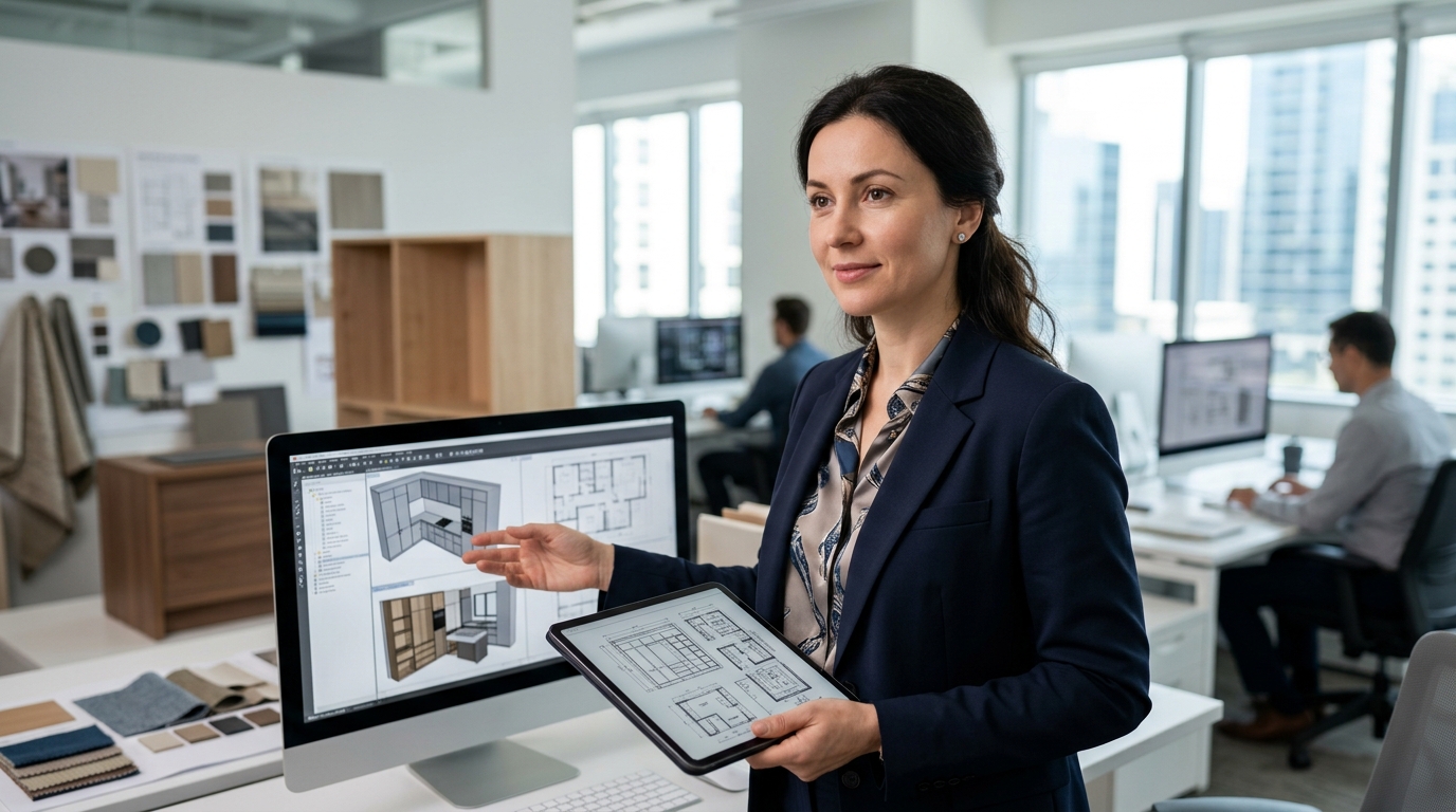 Elena Rostova, Chief of Interior CAD Architecture at Brieflies Cabinet Co.