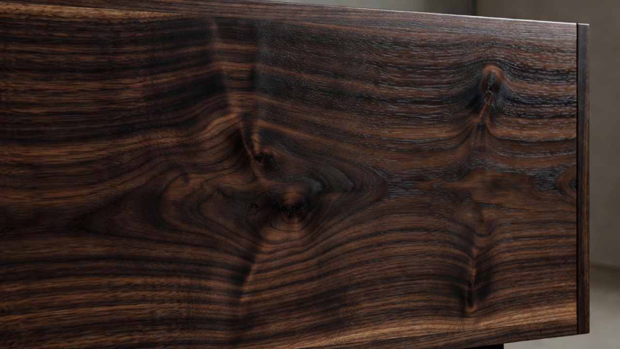 Premium rich dark grain Smoked Walnut wood detail panel